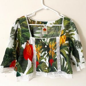 FARM Rio White Cocoa Forest Crop Blouse